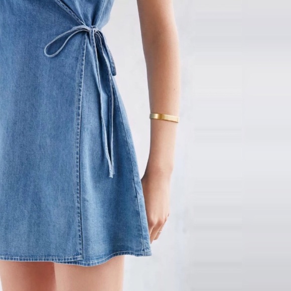 Denim Adjustable Cami Wrap Mini Dress - Picture 2 of 8